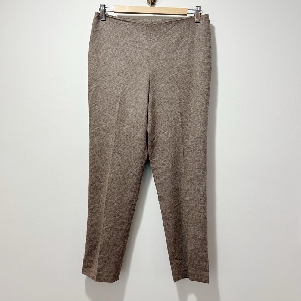 Brunello Cucinelli Wool Blend Houndstooth Trouser Size 6 Brown Tan Made in Italy